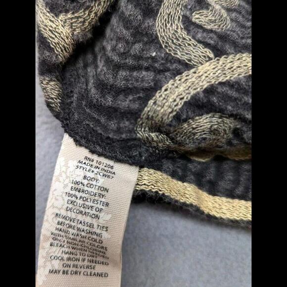 Soft Surroundings Sahara M black + Gold gauze collection short sleeve boho top - Picture 9 of 9